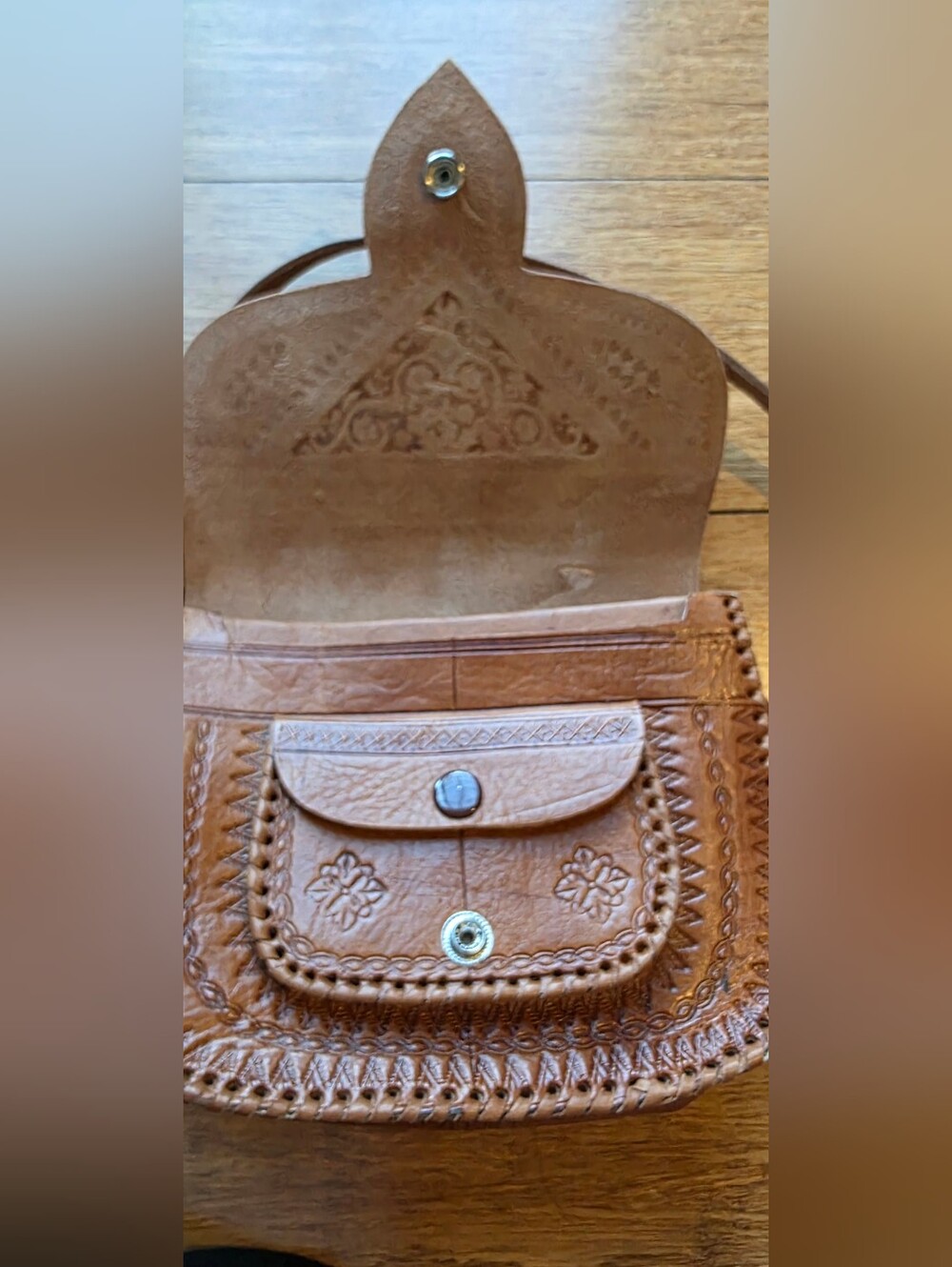 Handcrafted Leather Crossbody Bag in Tan - Picture 7 of 7